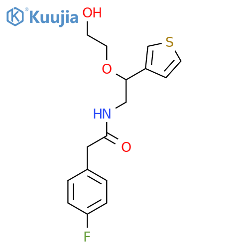 2-(4-fluorophenyl)-N-2-(2-hydroxyethoxy)-2-(thiophen-3-yl)ethylacetamide structure