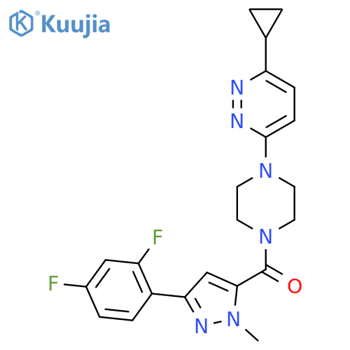 3-cyclopropyl-6-{4-3-(2,4-difluorophenyl)-1-methyl-1H-pyrazole-5-carbonylpiperazin-1-yl}pyridazine structure