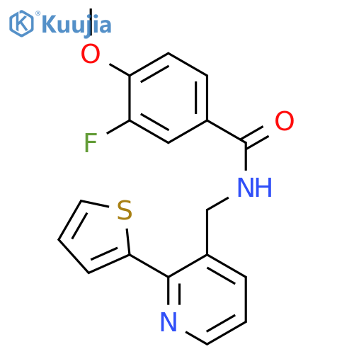 3-fluoro-4-methoxy-N-{2-(thiophen-2-yl)pyridin-3-ylmethyl}benzamide structure