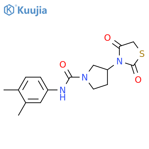 N-(3,4-dimethylphenyl)-3-(2,4-dioxo-1,3-thiazolidin-3-yl)pyrrolidine-1-carboxamide structure