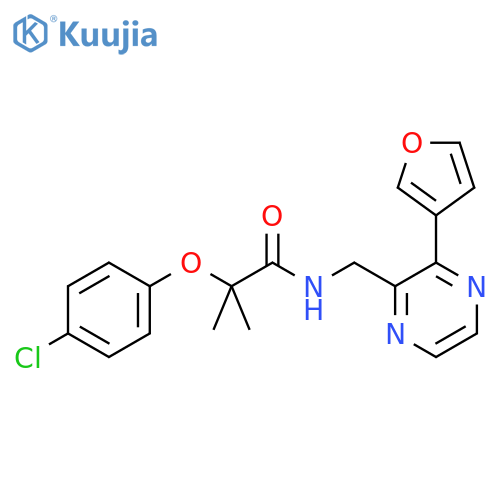 2-(4-chlorophenoxy)-N-{3-(furan-3-yl)pyrazin-2-ylmethyl}-2-methylpropanamide structure