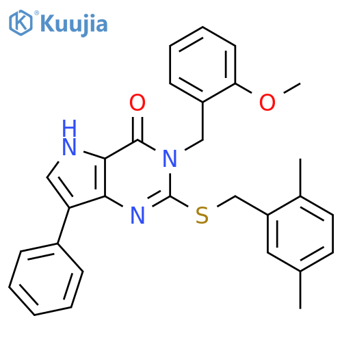 2-{[(2,5-dimethylphenyl)methyl]sulfanyl}-3-[(2-methoxyphenyl)methyl]-7-phenyl-3H,4H,5H-pyrrolo[3,2-d]pyrimidin-4-one structure