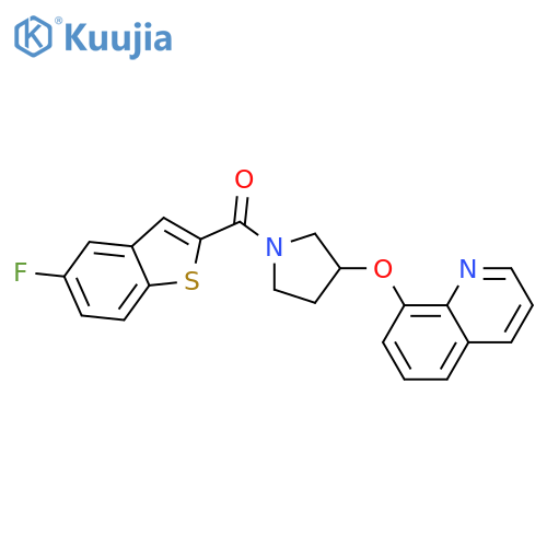 (5-fluoro-1-benzothiophen-2-yl)-(3-quinolin-8-yloxypyrrolidin-1-yl)methanone structure