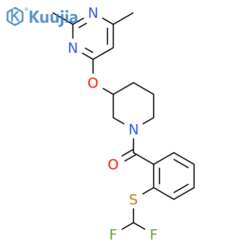 4-[(1-{2-[(difluoromethyl)sulfanyl]benzoyl}piperidin-3-yl)oxy]-2,6-dimethylpyrimidine structure