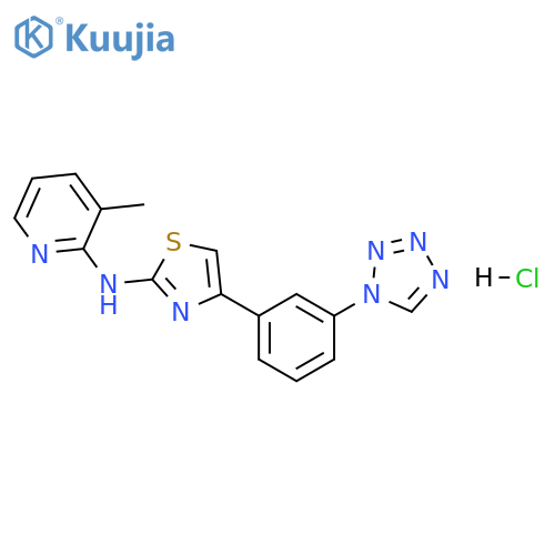 2-Pyridinamine, 3-methyl-N-[4-[3-(1H-tetrazol-1-yl)phenyl]-2-thiazolyl]-, hydrochloride (1:1) structure