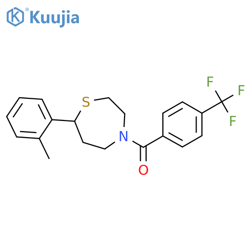7-(2-methylphenyl)-4-[4-(trifluoromethyl)benzoyl]-1,4-thiazepane structure