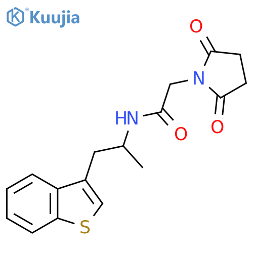 N-1-(1-benzothiophen-3-yl)propan-2-yl-2-(2,5-dioxopyrrolidin-1-yl)acetamide structure