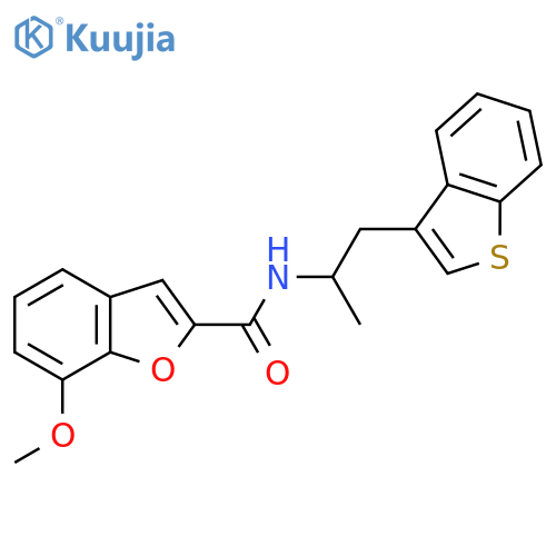 N-1-(1-benzothiophen-3-yl)propan-2-yl-7-methoxy-1-benzofuran-2-carboxamide structure