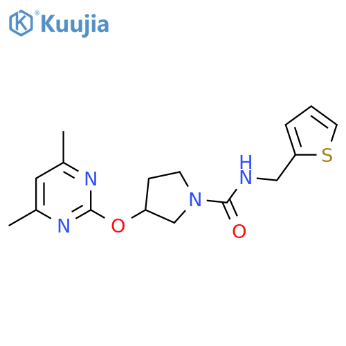3-((4,6-dimethylpyrimidin-2-yl)oxy)-N-(thiophen-2-ylmethyl)pyrrolidine-1-carboxamide structure