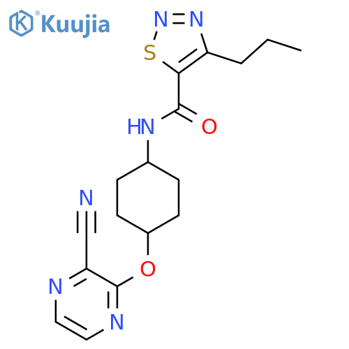 4-propyl-N-[(1r,4r)-4-[(3-cyanopyrazin-2-yl)oxy]cyclohexyl]-1,2,3-thiadiazole-5-carboxamide structure