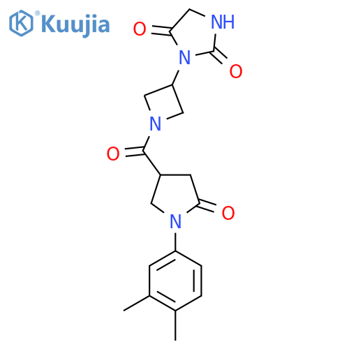 3-(1-(1-(3,4-Dimethylphenyl)-5-oxopyrrolidine-3-carbonyl)azetidin-3-yl)imidazolidine-2,4-dione structure