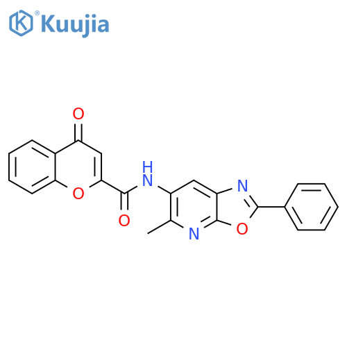N-{5-methyl-2-phenyl-[1,3]oxazolo[5,4-b]pyridin-6-yl}-4-oxo-4H-chromene-2-carboxamide structure