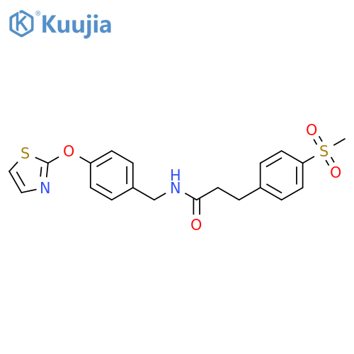 3-(4-methylsulfonylphenyl)-N-[[4-(1,3-thiazol-2-yloxy)phenyl]methyl]propanamide structure