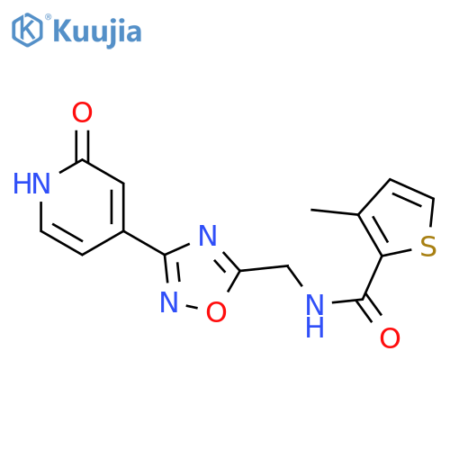 3-methyl-N-{[3-(2-oxo-1,2-dihydropyridin-4-yl)-1,2,4-oxadiazol-5-yl]methyl}thiophene-2-carboxamide structure