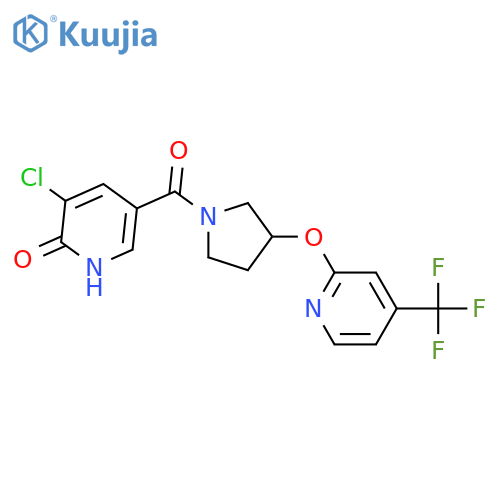 3-chloro-5-[3-[4-(trifluoromethyl)pyridin-2-yl]oxypyrrolidine-1-carbonyl]-1H-pyridin-2-one structure