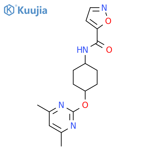 N-[(1r,4r)-4-[(4,6-dimethylpyrimidin-2-yl)oxy]cyclohexyl]-1,2-oxazole-5-carboxamide structure