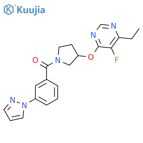 (3-(1H-pyrazol-1-yl)phenyl)(3-((6-ethyl-5-fluoropyrimidin-4-yl)oxy)pyrrolidin-1-yl)methanone structure
