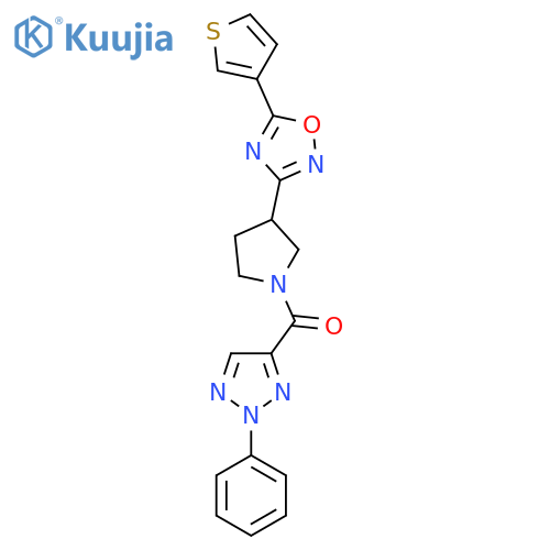 3-1-(2-phenyl-2H-1,2,3-triazole-4-carbonyl)pyrrolidin-3-yl-5-(thiophen-3-yl)-1,2,4-oxadiazole structure