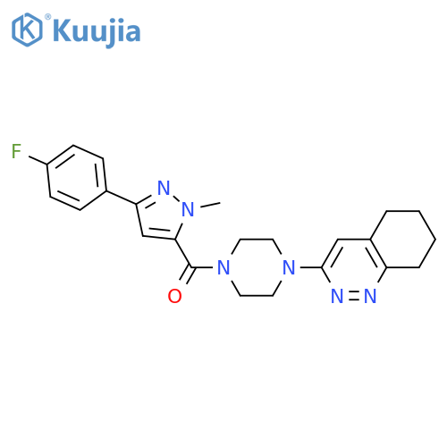 3-{4-[3-(4-fluorophenyl)-1-methyl-1H-pyrazole-5-carbonyl]piperazin-1-yl}-5,6,7,8-tetrahydrocinnoline structure