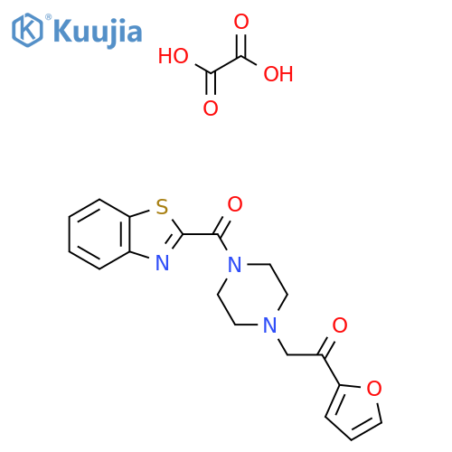 2-4-(1,3-benzothiazole-2-carbonyl)piperazin-1-yl-1-(furan-2-yl)ethan-1-one; oxalic acid structure