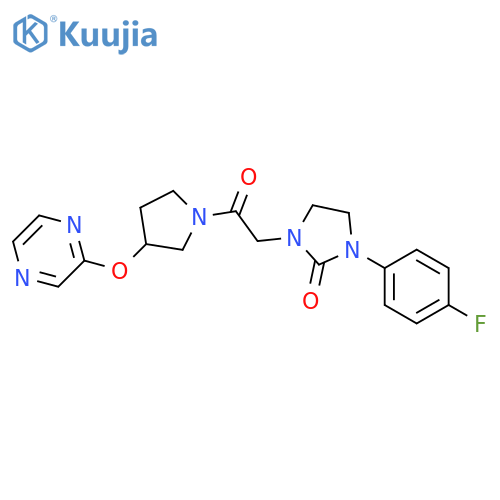 1-(4-fluorophenyl)-3-{2-oxo-2-[3-(pyrazin-2-yloxy)pyrrolidin-1-yl]ethyl}imidazolidin-2-one structure