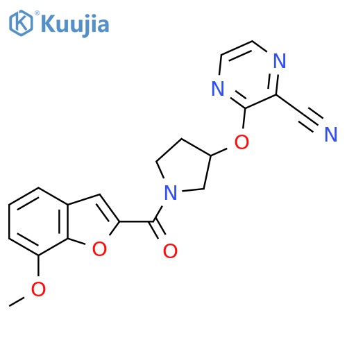 3-{[1-(7-methoxy-1-benzofuran-2-carbonyl)pyrrolidin-3-yl]oxy}pyrazine-2-carbonitrile structure
