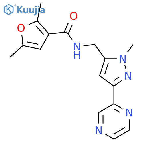 2,5-dimethyl-N-{1-methyl-3-(pyrazin-2-yl)-1H-pyrazol-5-ylmethyl}furan-3-carboxamide structure