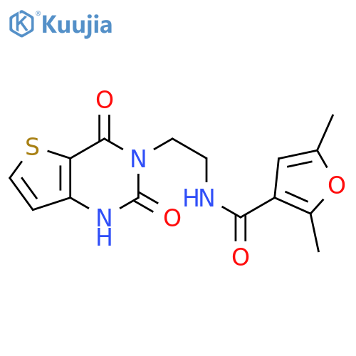 N-(2-{2,4-dioxo-1H,2H,3H,4H-thieno[3,2-d]pyrimidin-3-yl}ethyl)-2,5-dimethylfuran-3-carboxamide structure