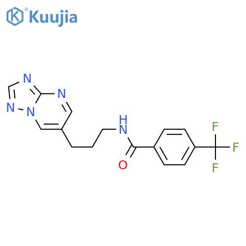 N-[3-([1,2,4]triazolo[1,5-a]pyrimidin-6-yl)propyl]-4-(trifluoromethyl)benzamide structure
