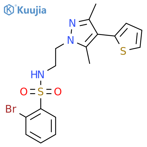 2-bromo-N-{2-[3,5-dimethyl-4-(thiophen-2-yl)-1H-pyrazol-1-yl]ethyl}benzene-1-sulfonamide structure