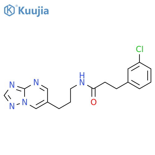 3-(3-chlorophenyl)-N-[3-([1,2,4]triazolo[1,5-a]pyrimidin-6-yl)propyl]propanamide structure