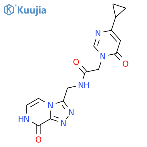 2-(4-cyclopropyl-6-oxo-1,6-dihydropyrimidin-1-yl)-N-({8-hydroxy-1,2,4triazolo4,3-apyrazin-3-yl}methyl)acetamide structure