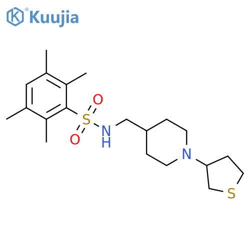 2,3,5,6-tetramethyl-N-{[1-(thiolan-3-yl)piperidin-4-yl]methyl}benzene-1-sulfonamide structure
