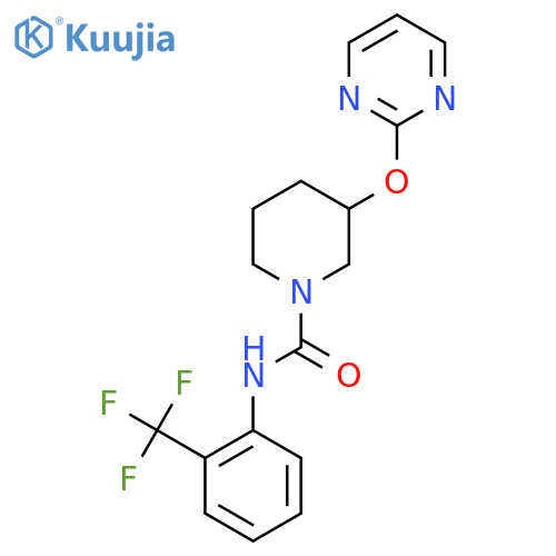 3-(pyrimidin-2-yloxy)-N-[2-(trifluoromethyl)phenyl]piperidine-1-carboxamide structure