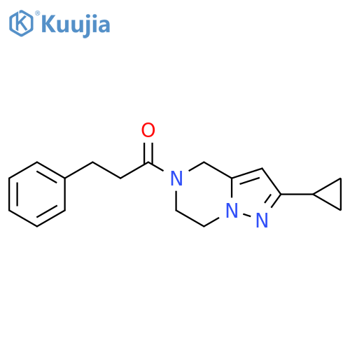1-{2-cyclopropyl-4H,5H,6H,7H-pyrazolo1,5-apyrazin-5-yl}-3-phenylpropan-1-one structure