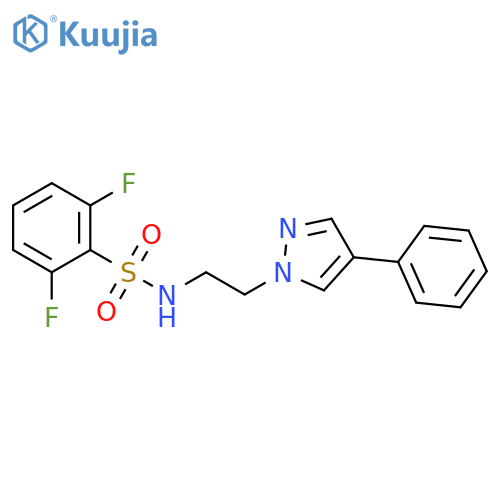 2,6-difluoro-N-2-(4-phenyl-1H-pyrazol-1-yl)ethylbenzene-1-sulfonamide structure