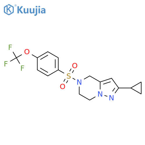 2-cyclopropyl-5-4-(trifluoromethoxy)benzenesulfonyl-4H,5H,6H,7H-pyrazolo1,5-apyrazine structure