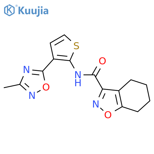 N-[3-(3-methyl-1,2,4-oxadiazol-5-yl)thiophen-2-yl]-4,5,6,7-tetrahydro-1,2-benzoxazole-3-carboxamide structure
