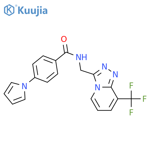 4-(1H-pyrrol-1-yl)-N-{[8-(trifluoromethyl)-[1,2,4]triazolo[4,3-a]pyridin-3-yl]methyl}benzamide structure