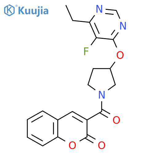 3-(3-((6-ethyl-5-fluoropyrimidin-4-yl)oxy)pyrrolidine-1-carbonyl)-2H-chromen-2-one structure