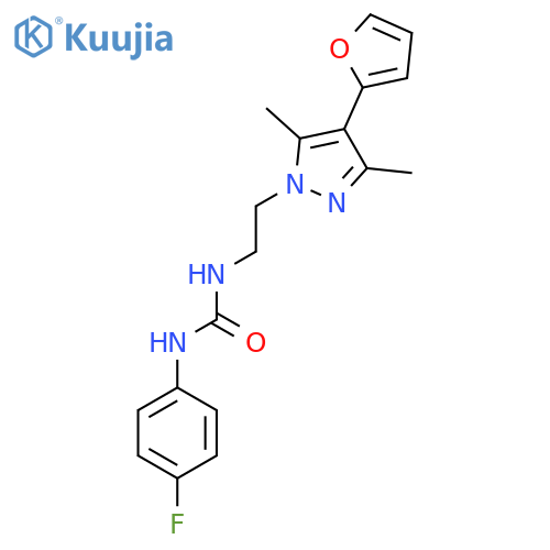 1-(4-fluorophenyl)-3-{2-[4-(furan-2-yl)-3,5-dimethyl-1H-pyrazol-1-yl]ethyl}urea structure
