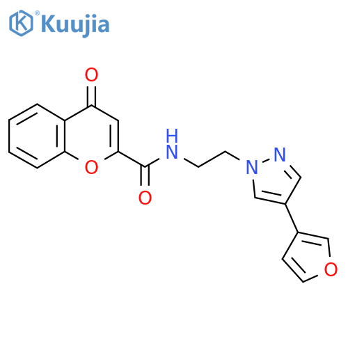 N-{2-[4-(furan-3-yl)-1H-pyrazol-1-yl]ethyl}-4-oxo-4H-chromene-2-carboxamide structure