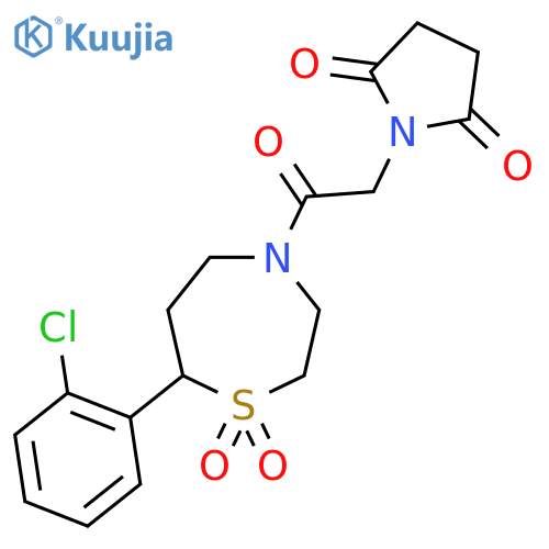 7-(2-chlorophenyl)-4-2-(2,5-dioxopyrrolidin-1-yl)acetyl-1lambda6,4-thiazepane-1,1-dione structure