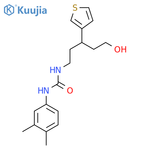 1-(3,4-dimethylphenyl)-3-[5-hydroxy-3-(thiophen-3-yl)pentyl]urea structure