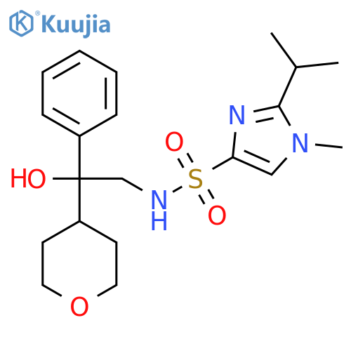 N-[2-hydroxy-2-(oxan-4-yl)-2-phenylethyl]-1-methyl-2-(propan-2-yl)-1H-imidazole-4-sulfonamide structure