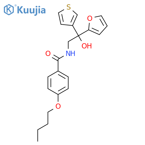 4-butoxy-N-2-(furan-2-yl)-2-hydroxy-2-(thiophen-3-yl)ethylbenzamide structure