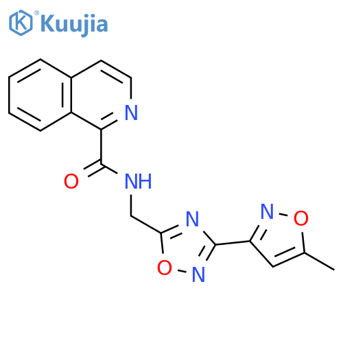 N-{3-(5-methyl-1,2-oxazol-3-yl)-1,2,4-oxadiazol-5-ylmethyl}isoquinoline-1-carboxamide structure