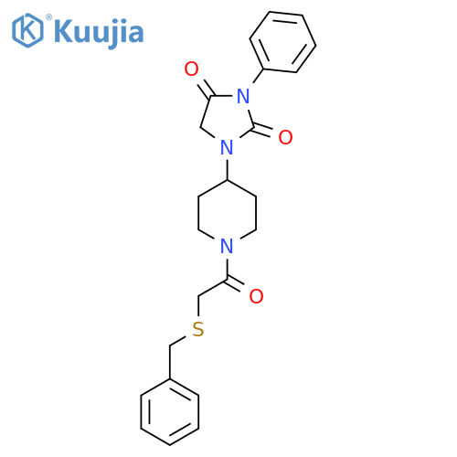 1-{1-[2-(benzylsulfanyl)acetyl]piperidin-4-yl}-3-phenylimidazolidine-2,4-dione structure