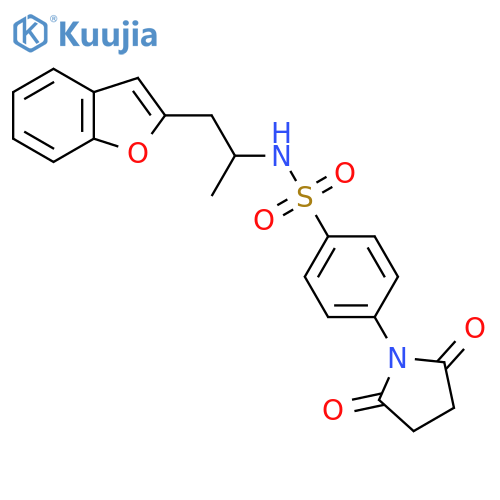N-1-(1-benzofuran-2-yl)propan-2-yl-4-(2,5-dioxopyrrolidin-1-yl)benzene-1-sulfonamide structure