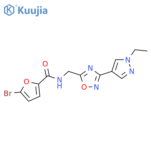 5-bromo-N-{[3-(1-ethyl-1H-pyrazol-4-yl)-1,2,4-oxadiazol-5-yl]methyl}furan-2-carboxamide structure